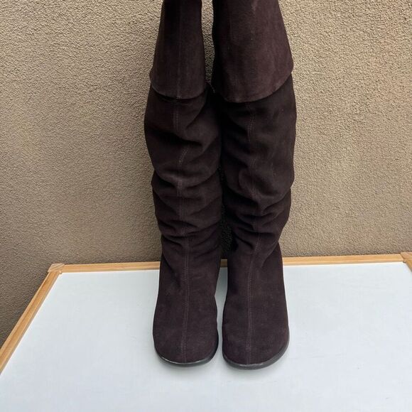 Blondo Winter Suede Boots Fur Lined Chocolate Brown Womens Size 6 Pull On Warm - Picture 3 of 9